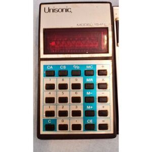 Vintage Unisonic Calculator Model 1541L Silver Black Tested Working